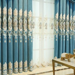 Rideau Semi-Occultant En Chenille Sur Mesure, Broderie Florale Européenne, Pour Salon Et Chambre À Coucher