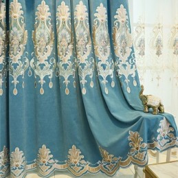 Rideau Semi-Occultant En Chenille Sur Mesure, Broderie Florale Européenne, Pour Salon Et Chambre À Coucher