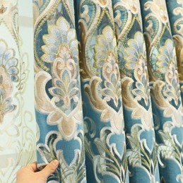 Rideau Semi-Occultant En Chenille Sur Mesure, Broderie Florale Européenne, Pour Salon Et Chambre À Coucher