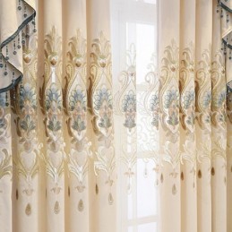 Rideau Semi-Occultant En Chenille Sur Mesure, Broderie Florale Européenne, Pour Salon Et Chambre À Coucher