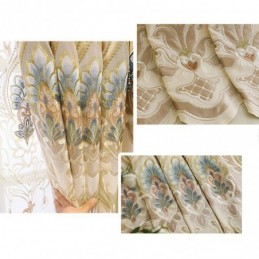 Rideau Semi-Occultant En Chenille Sur Mesure, Broderie Florale Européenne, Pour Salon Et Chambre À Coucher