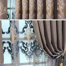 Rideau Semi-Occultant Ingni Sur Mesure, Broderie Florale Européenne Pour Salon