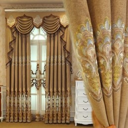 Rideau Semi-Occultant Ingni Sur Mesure, Broderie Florale Européenne Pour Salon