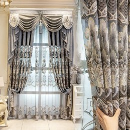 Rideau En Chenille Sur Mesure, Broderie Florale Européenne, Semi-Occultant, Pour Salon Et Chambre À Coucher
