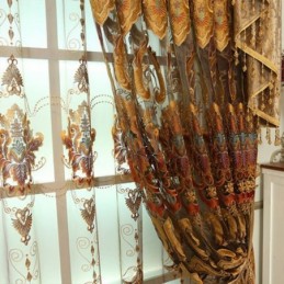 Rideau Semi-Occultant Sur Mesure, Broderie Florale Européenne, Pour Salon Et Chambre À Coucher