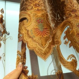 Rideau Semi-Occultant Sur Mesure, Broderie Florale Européenne, Pour Salon Et Chambre À Coucher
