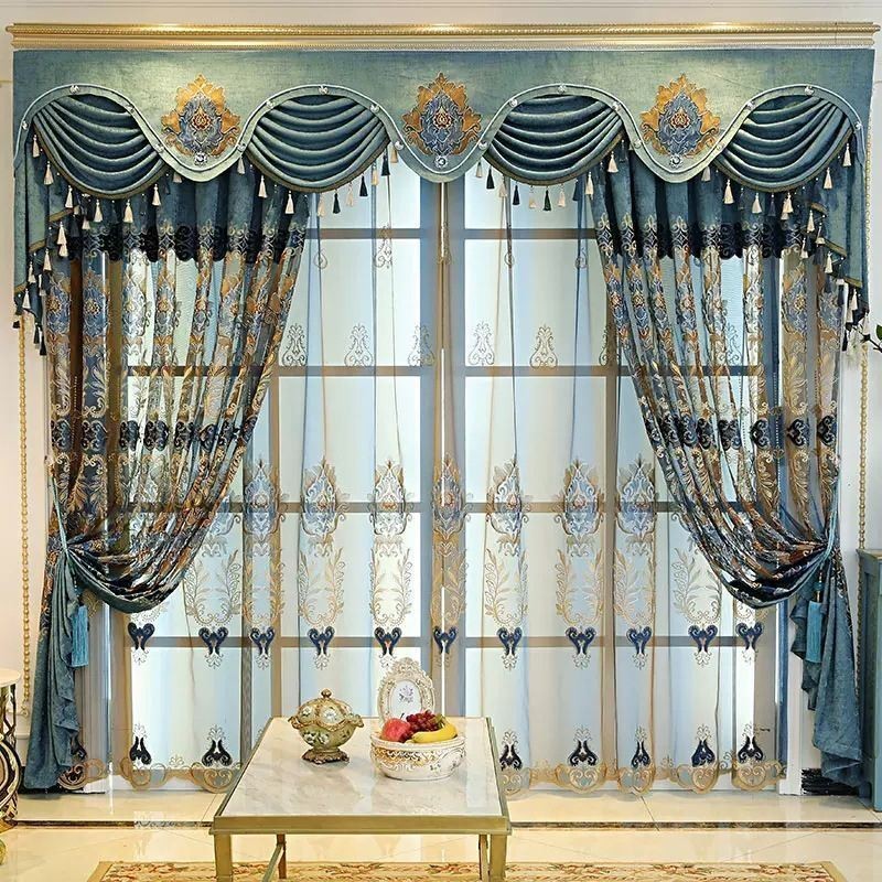 Rideau Semi-Occultant En Chenille Sur Mesure, Broderie Florale Européenne, Pour Salon Et Chambre À Coucher