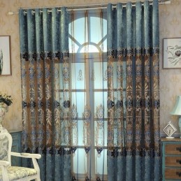 Rideau Semi-Occultant En Chenille Sur Mesure, Broderie Florale Européenne, Pour Salon Et Chambre À Coucher