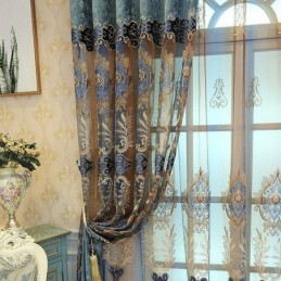Rideau Semi-Occultant En Chenille Sur Mesure, Broderie Florale Européenne, Pour Salon Et Chambre À Coucher
