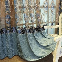 Rideau Semi-Occultant En Chenille Sur Mesure, Broderie Florale Européenne, Pour Salon Et Chambre À Coucher