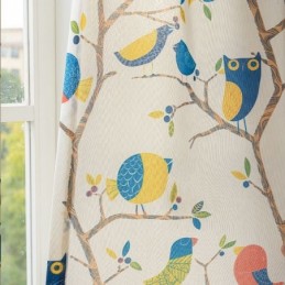 Rideau De Style Nordique Sur Mesure En Coton Imprimé Oiseaux