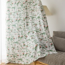 Rideau De Style Nordique Sur Mesure En Polyester Imprimé Végétal