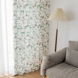 Rideau De Style Nordique Sur Mesure En Polyester Imprimé Végétal