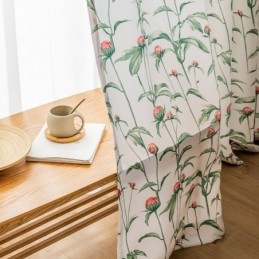 Rideau De Style Nordique Sur Mesure En Polyester Imprimé Végétal