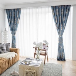 Rideau En Coton Sur Mesure, Imprimé Floral Européen