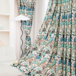 Rideau En Coton De Style Américain Sur Mesure, Imprimé Végétal