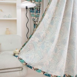 Rideau En Coton De Style Américain Sur Mesure, Imprimé Végétal