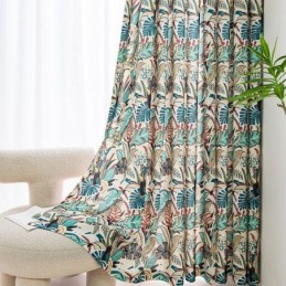 Rideau En Coton De Style Américain Sur Mesure, Imprimé Végétal