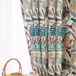 Rideau En Coton De Style Américain Sur Mesure, Imprimé Végétal