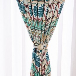 Rideau En Coton De Style Américain Sur Mesure, Imprimé Végétal