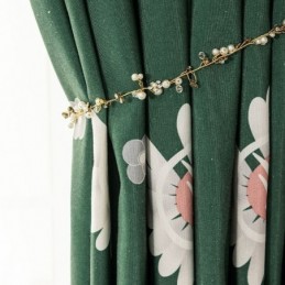 Rideau En Coton Sur Mesure, Imprimé Floral, Style Nordique