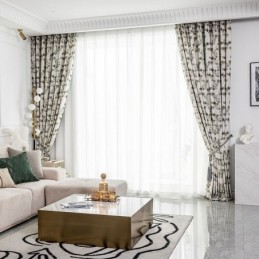 Rideau En Coton Sur Mesure, Imprimé Feuilles Nordiques