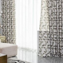 Rideau En Coton Sur Mesure, Imprimé Feuilles Nordiques