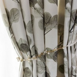 Rideau En Coton Sur Mesure, Imprimé Feuilles Nordiques