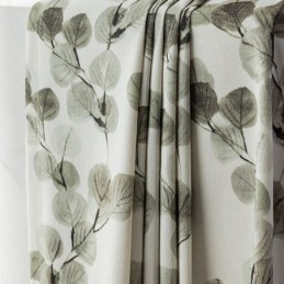 Rideau En Coton Sur Mesure, Imprimé Feuilles Nordiques