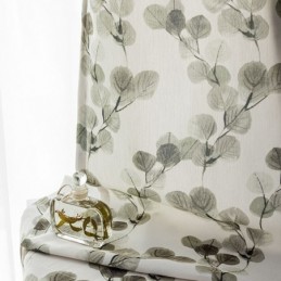 Rideau En Coton Sur Mesure, Imprimé Feuilles Nordiques