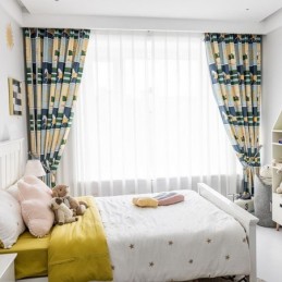 Rideaux En Coton Imprimés Chevaux Blancs Pour Enfants