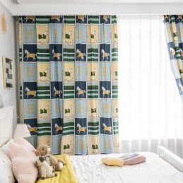 Rideaux En Coton Imprimés Chevaux Blancs Pour Enfants