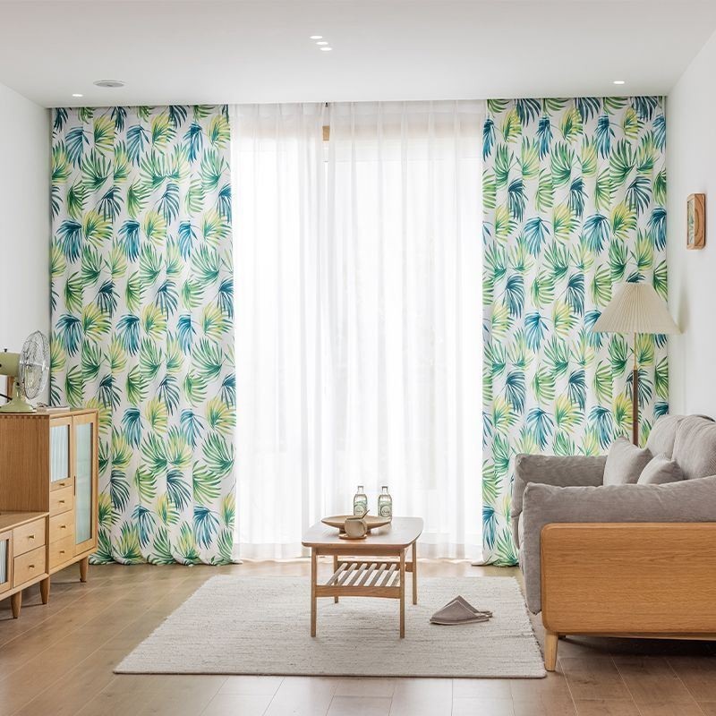 Rideau Sur Mesure Imprimé Feuilles Style Nordique