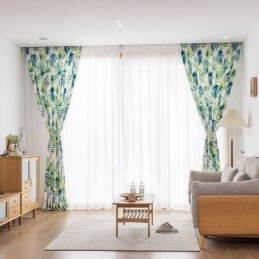 Rideau Sur Mesure Imprimé Feuilles Style Nordique