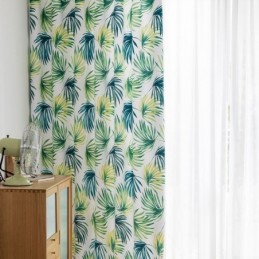 Rideau Sur Mesure Imprimé Feuilles Style Nordique