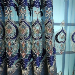 Rideau Semi-Occultant Sur Mesure, Broderie Florale Européenne, Pour Salon Et Chambre À Coucher