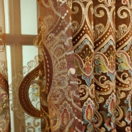 Rideau Semi-Occultant Sur Mesure, Broderie Florale Européenne, Pour Salon Et Chambre À Coucher