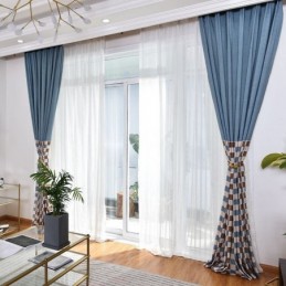 Rideau En Coton Sur Mesure, Imprimé À Carreaux, Style Nordique