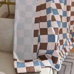 Rideau En Coton Sur Mesure, Imprimé À Carreaux, Style Nordique