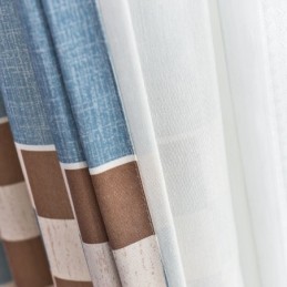 Rideau En Coton Sur Mesure, Imprimé À Carreaux, Style Nordique