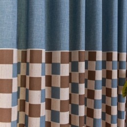 Rideau En Coton Sur Mesure, Imprimé À Carreaux, Style Nordique