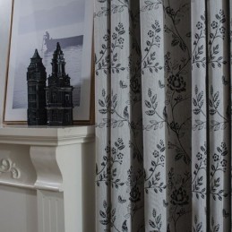 Rideau Occultant En Lin Sur Mesure, Motif Plantes Nordiques Brodées, Pour Salon Et Chambre À Coucher