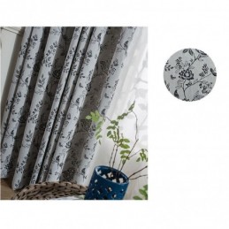 Rideau Occultant En Lin Sur Mesure, Motif Plantes Nordiques Brodées, Pour Salon Et Chambre À Coucher