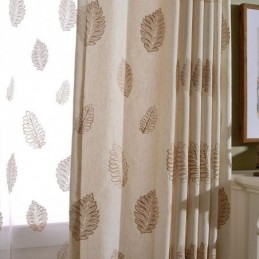 Rideau Occultant Nordique En Coton Et Lin, Sur Mesure, Brodé De Feuilles, Pour Salon Et Chambre À Coucher