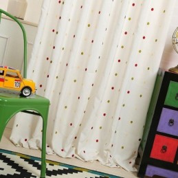 Rideau Brodé En Coton Sur Mesure, Motif Nordique À Pois, Idéal Pour Le Salon Ou La Chambre À Coucher