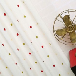 Rideau Brodé En Coton Sur Mesure, Motif Nordique À Pois, Idéal Pour Le Salon Ou La Chambre À Coucher