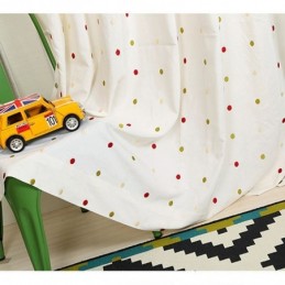 Rideau Brodé En Coton Sur Mesure, Motif Nordique À Pois, Idéal Pour Le Salon Ou La Chambre À Coucher