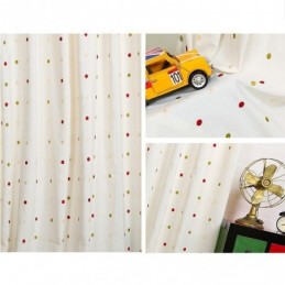 Rideau Brodé En Coton Sur Mesure, Motif Nordique À Pois, Idéal Pour Le Salon Ou La Chambre À Coucher