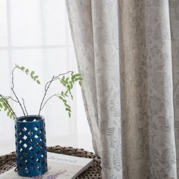 Rideau Occultant Nordique Sur Mesure En Lin Et Jacquard Végétal Pour Salon Et Chambre À Coucher