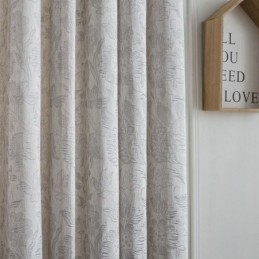 Rideau Occultant Nordique Sur Mesure En Lin Et Jacquard Végétal Pour Salon Et Chambre À Coucher